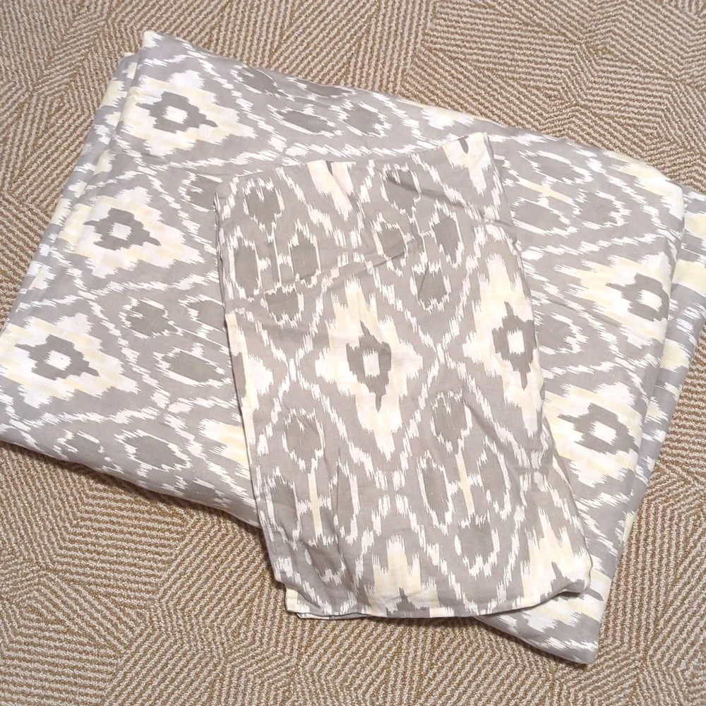 RH Teen Ikat Gray and Cream Duvet Cover w/subtle yellow highlights